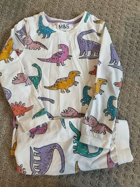 M&S Kids Cream Dinosaur Print Pajama Set - Multicolor